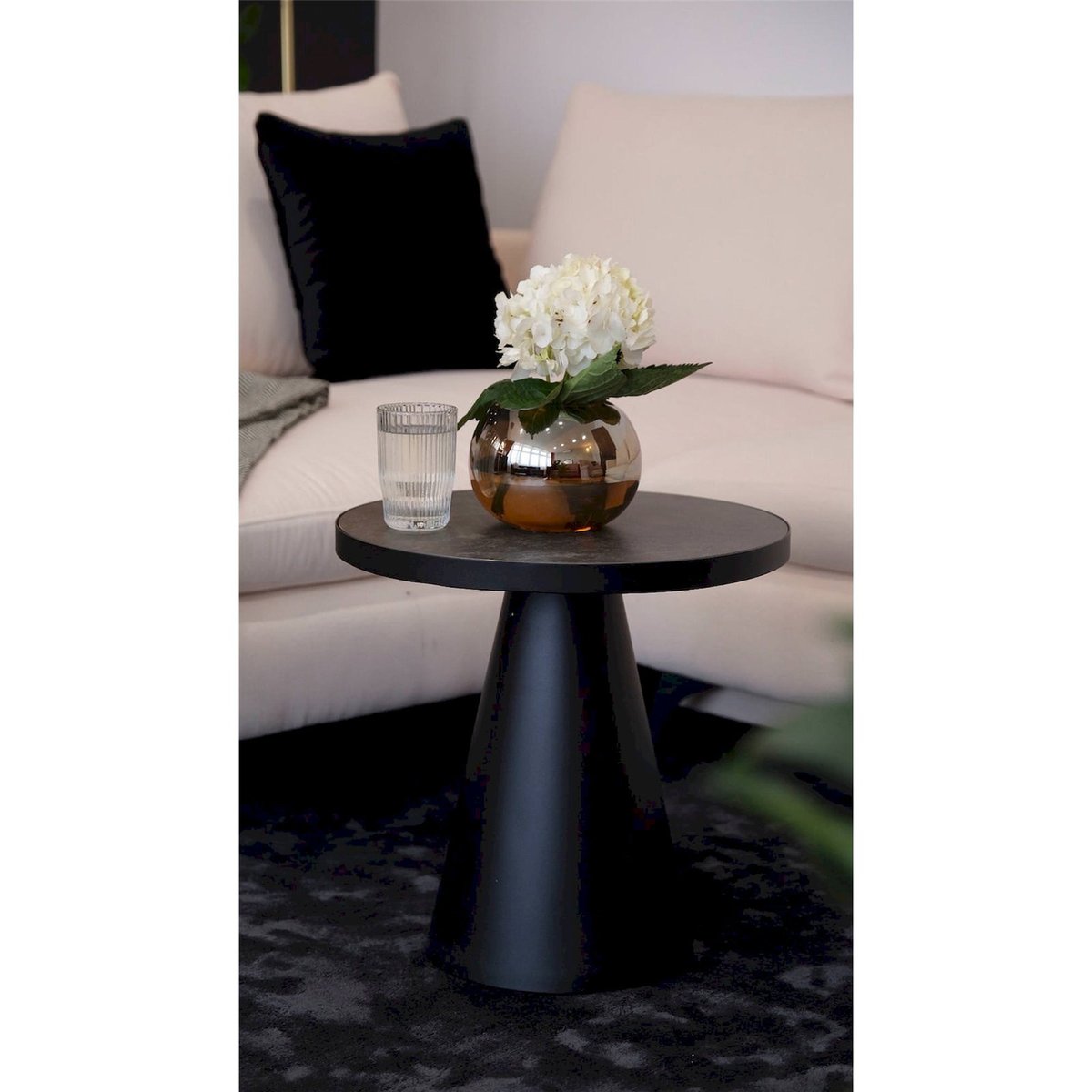 Table basse ronde céramique MERQUE gris et noir, RECOLLECTION