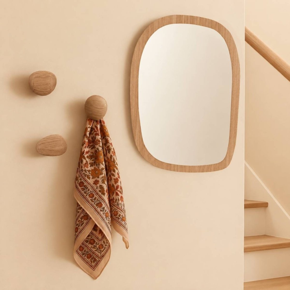 Set de 3 patères galet en bois marron, BAZAR DE LUXE