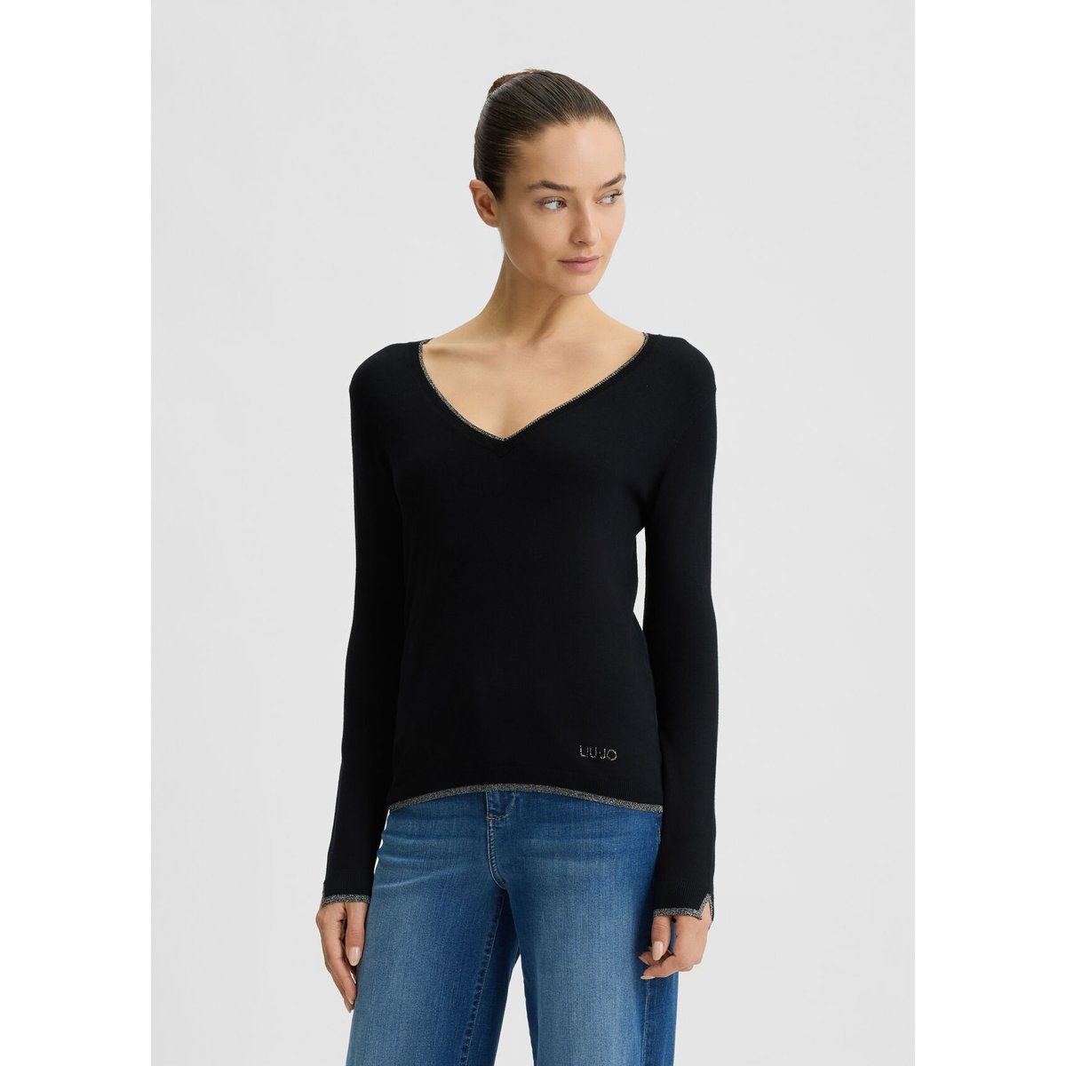 Maille avec col V noir, LIU JO