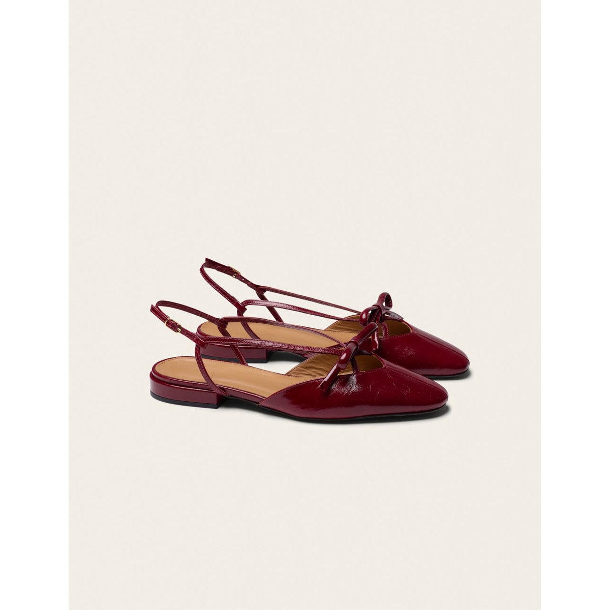 Ballerines VIKI cuir plissé bordeaux, ODAJE