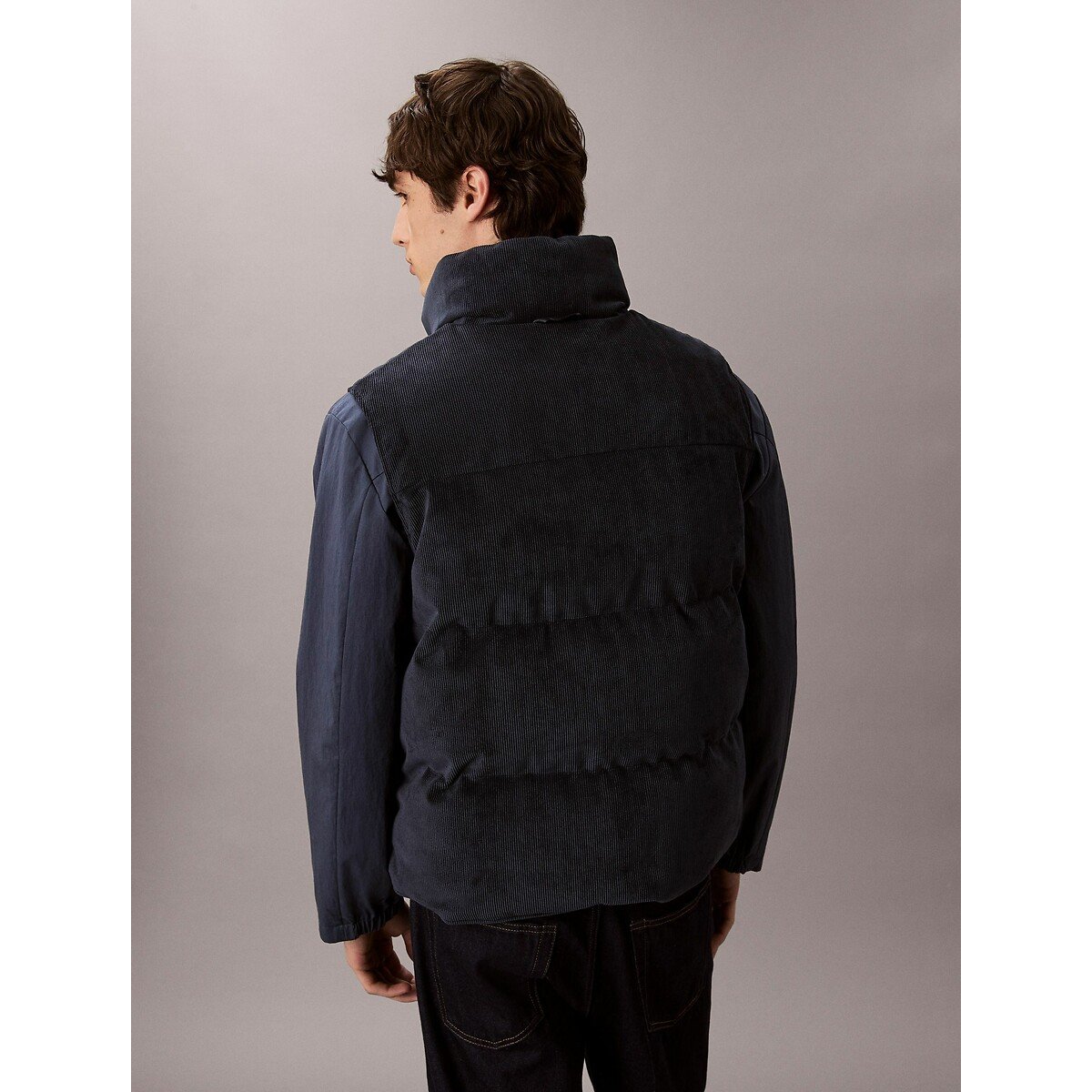 Piumino senza maniche collo alto blu marino, CALVIN KLEIN
