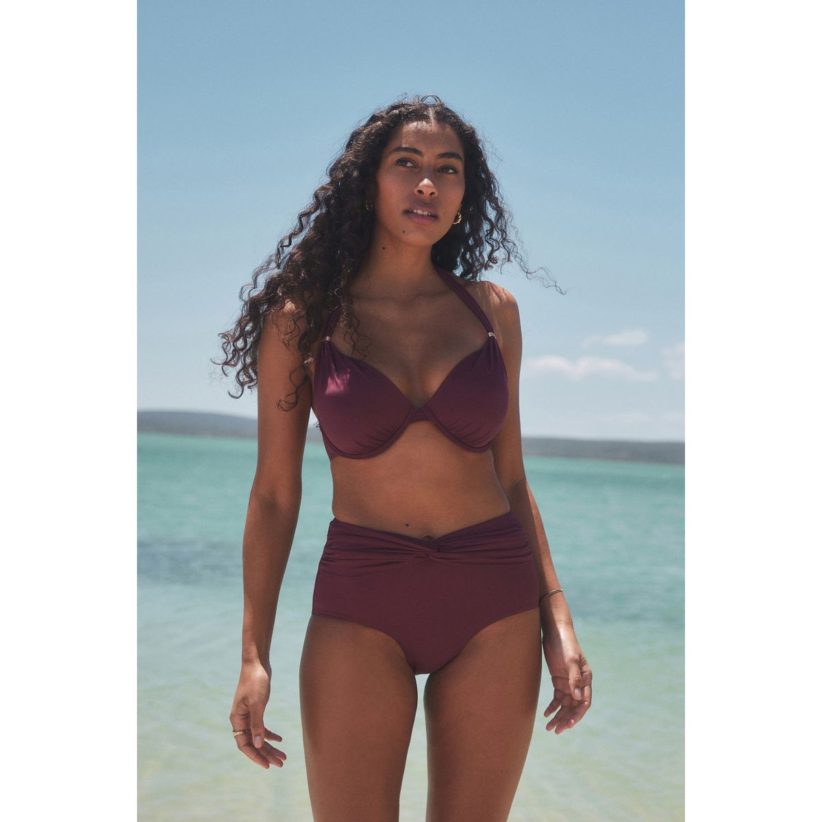 Bas de bikini à taille mi-haute vin, NEXT