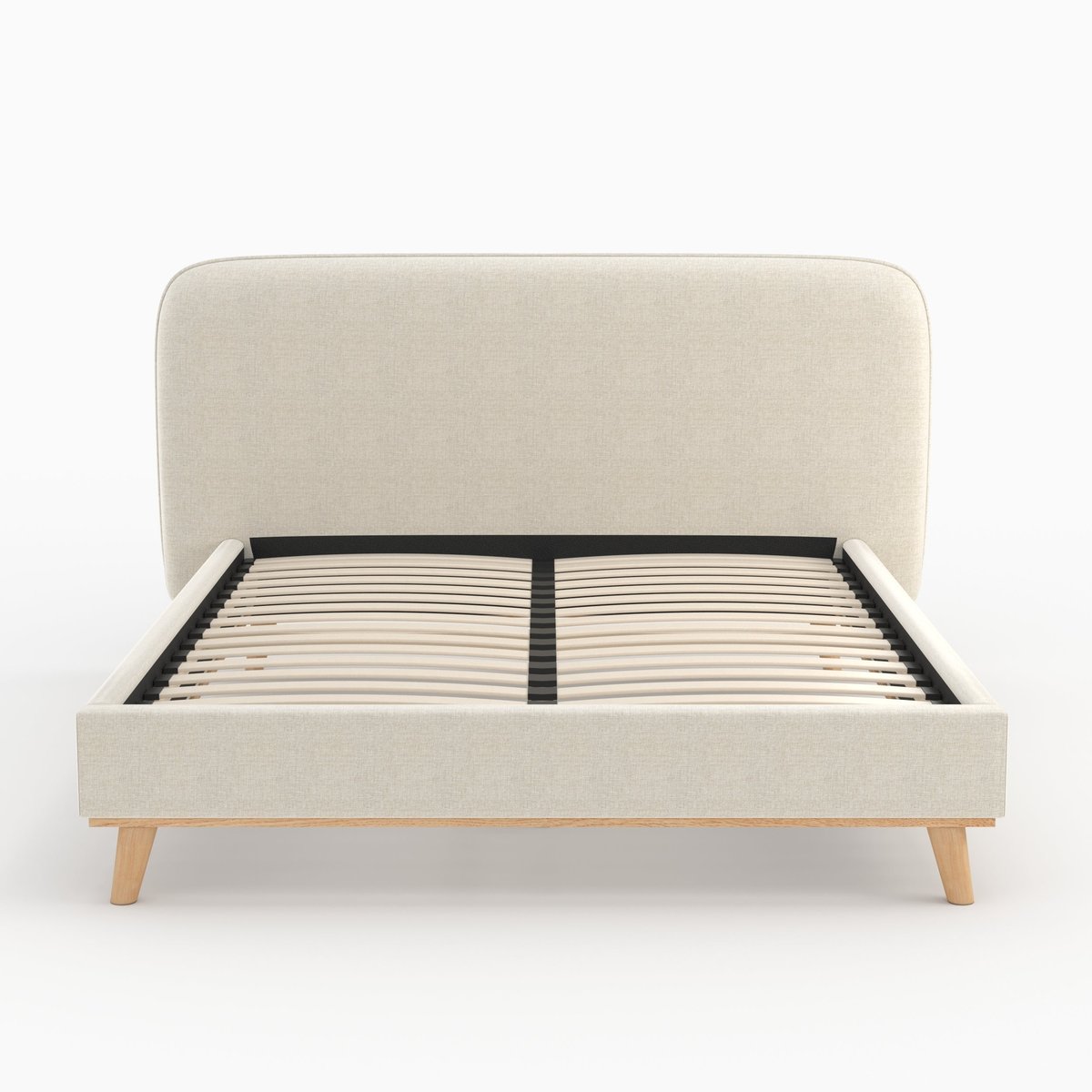 Lit double 160x200 cm en tissu - MODJO gris/beige, MAISON PAVANE