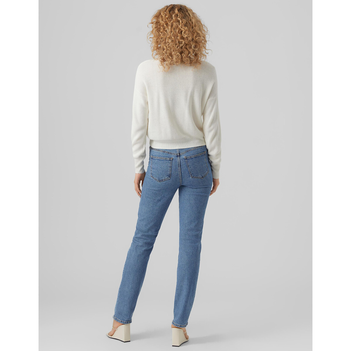 Gilet col v, boutonné blanc, VERO MODA