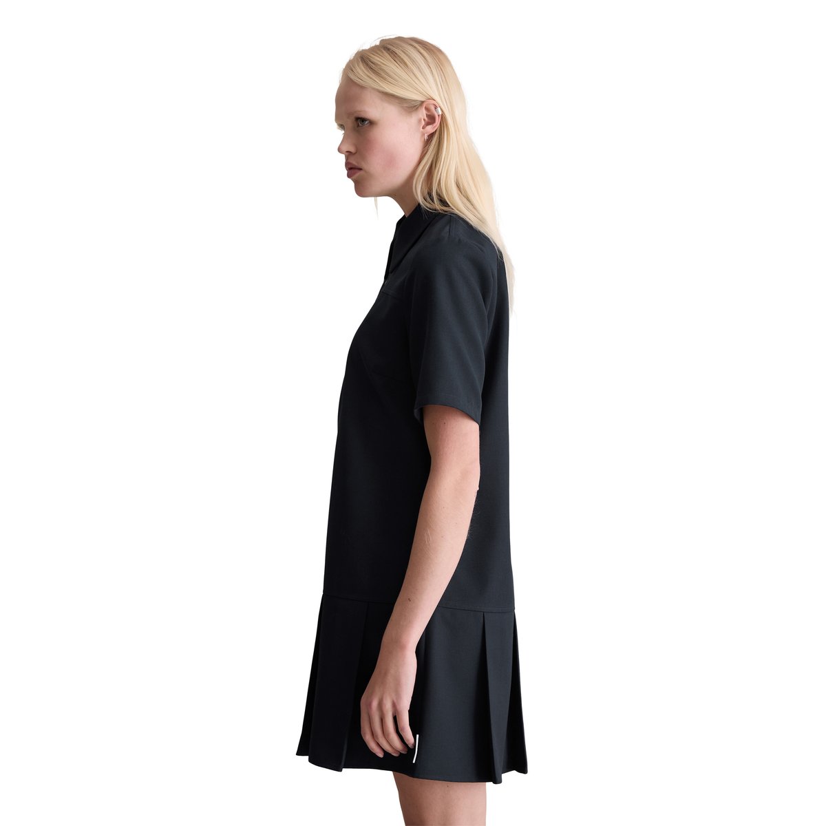 Robe courte relaxed en polyester recyclé avec viscose bleu foncé, MARC O’POLO DENIM