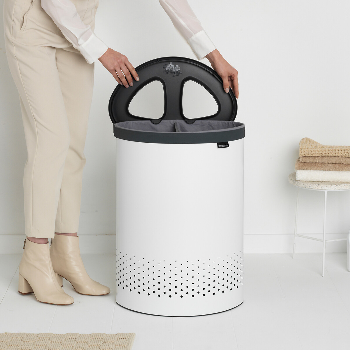 Selector Laundry Bin, 55L white, BRABANTIA