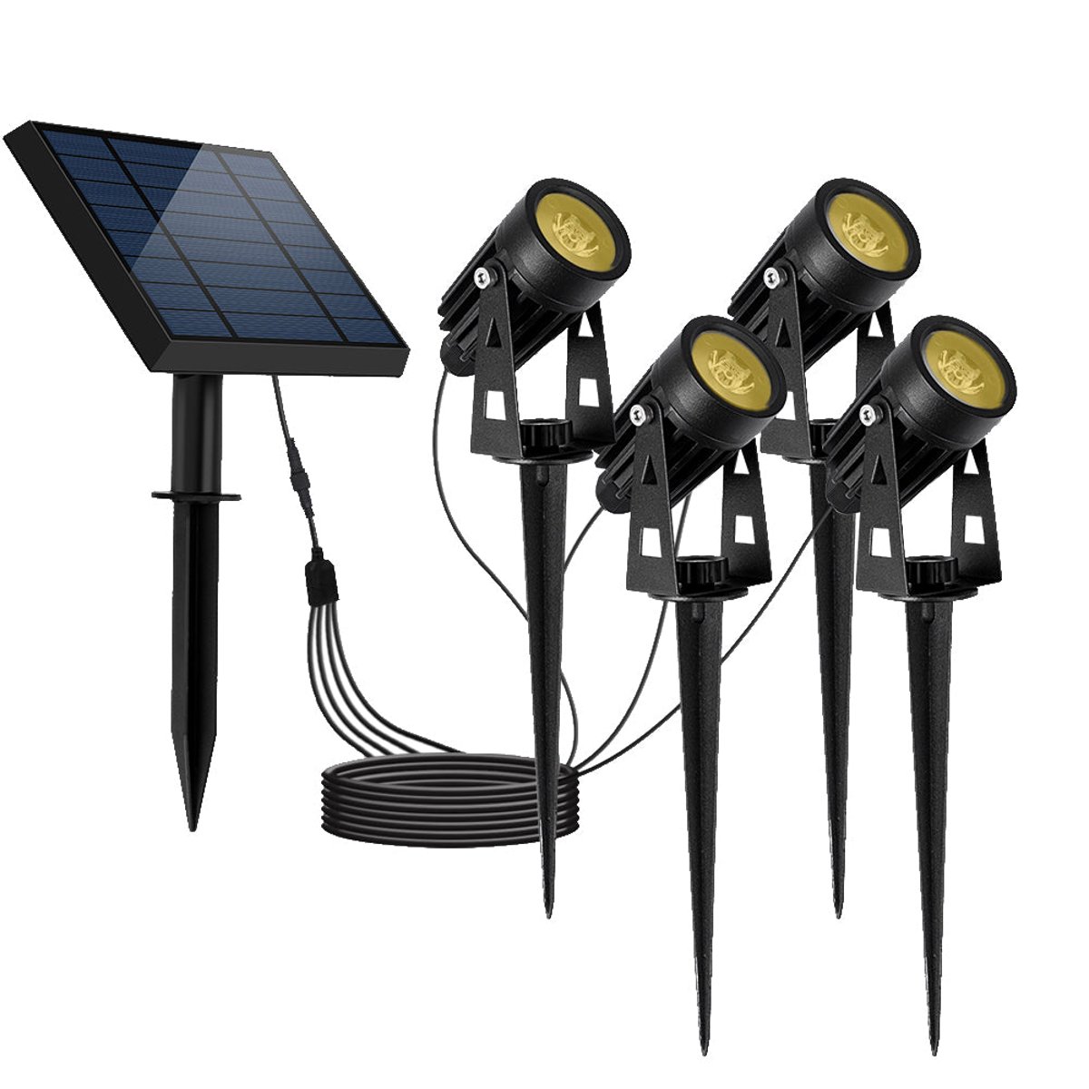 Lot de 4 Spots solaires connectés 4x ROUNDY WARM noir 2, LUMISKY