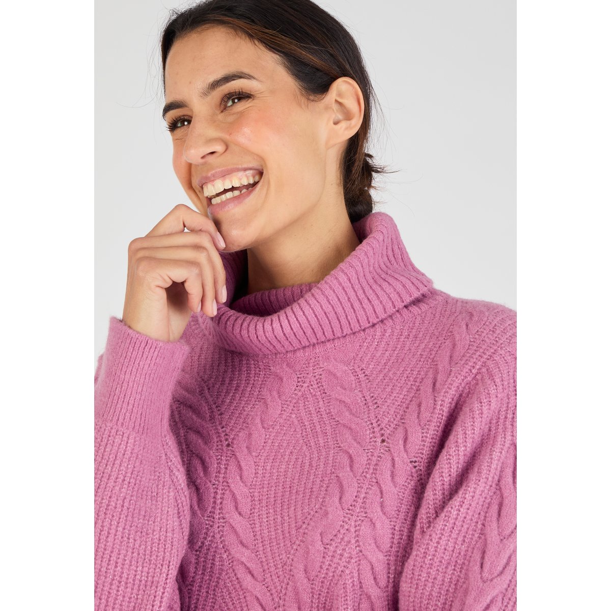 Pull col roulé torsadé Thermolactyl violet lilas, DAMART