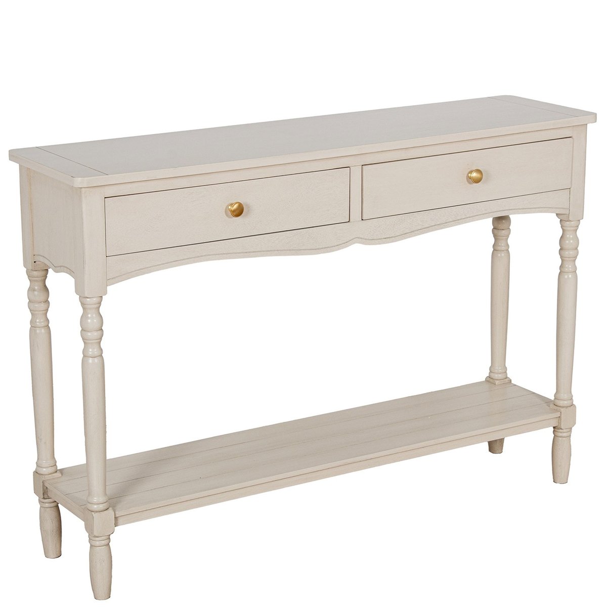 Console classique en bois blanc 2 tiroirs 110x28x75cm blanc, WADIGA