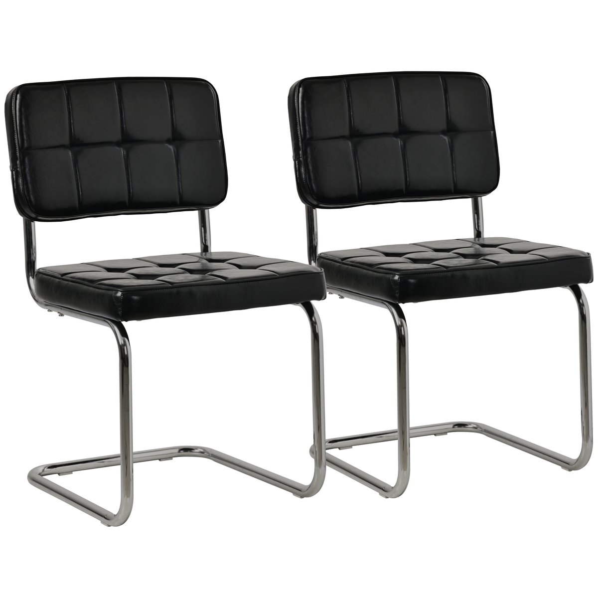 Chaises cantilever en simili, lot de 2, Maria, MARIA noir, gris, HAPPY GARDEN