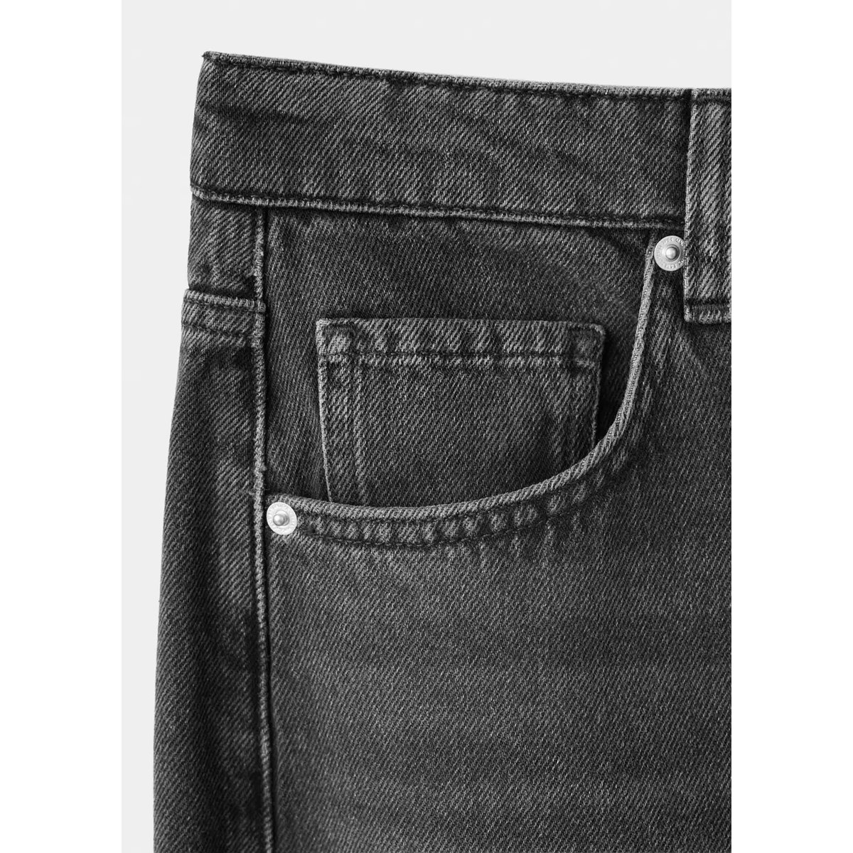 Jean balloon crop black denim, MANGO