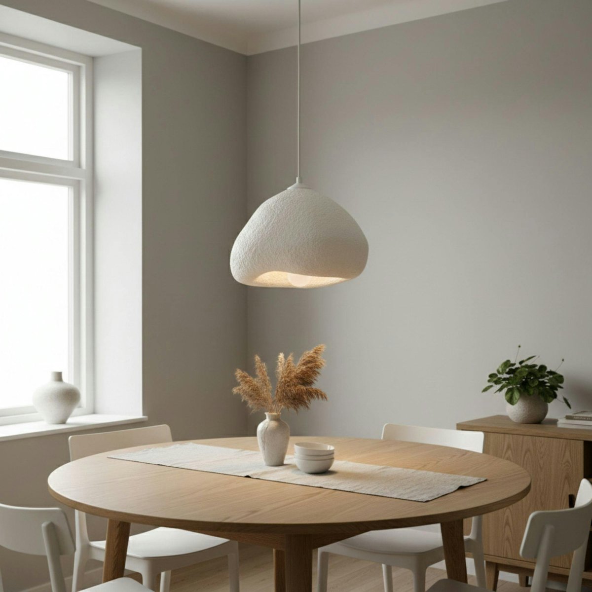 Suspension blanche design organique 1 abat-jour 32 cm NOXIS blanc, PIER IMPORT