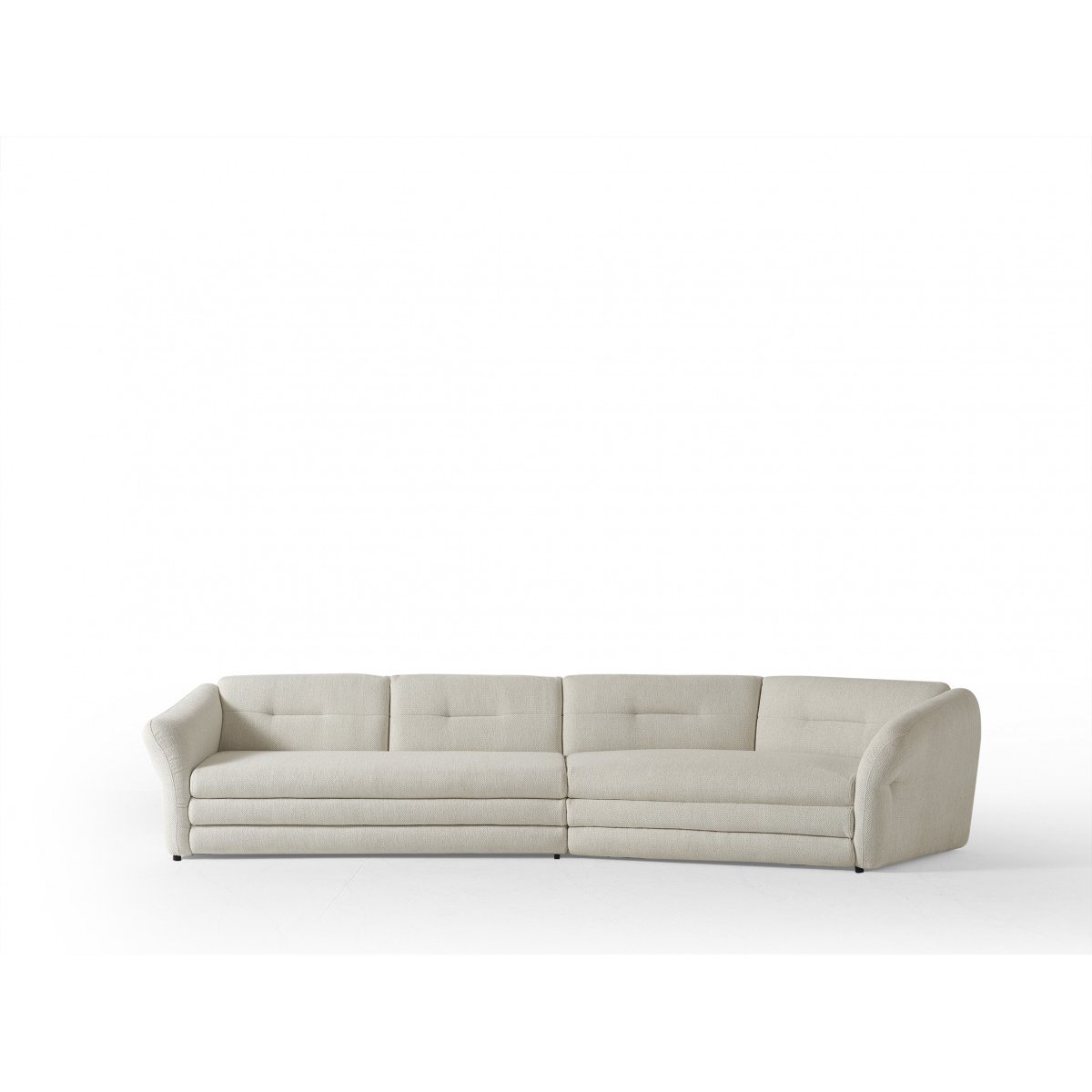 Canapé droit fixe 4 places en tissu chiné, MARBLE beige, BOBOCHIC