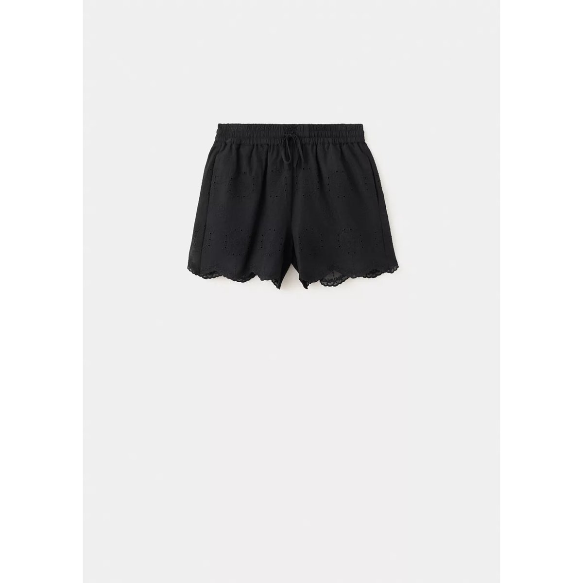 Short en coton ajouré noir, MANGO