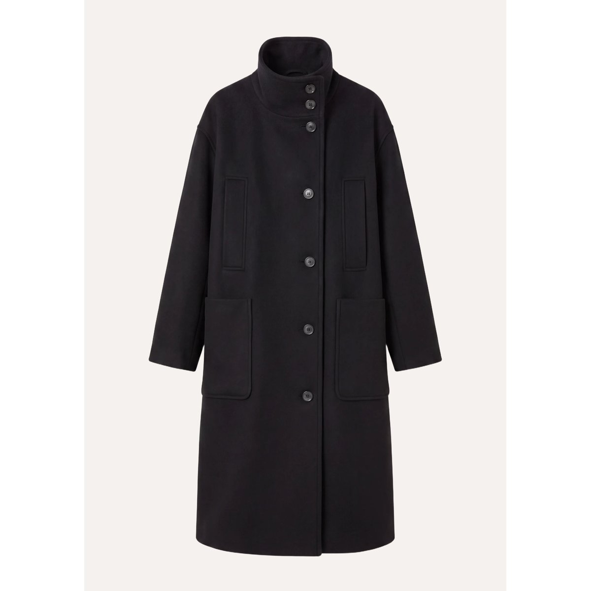 Manteau col montant en laine noir, LA FEE MARABOUTEE