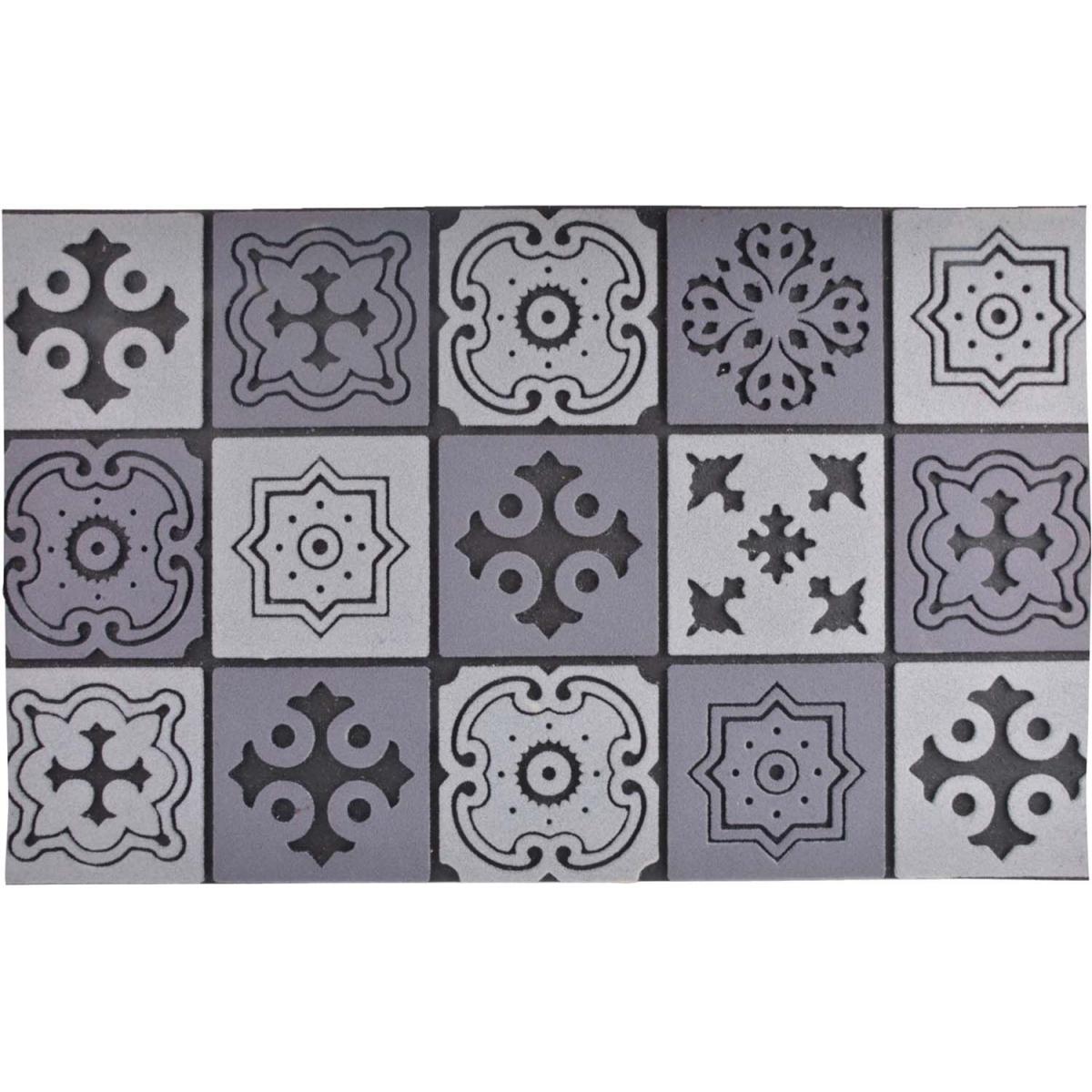 Tapis en caoutchouc motif Mosaique grey, JARDINDECO
