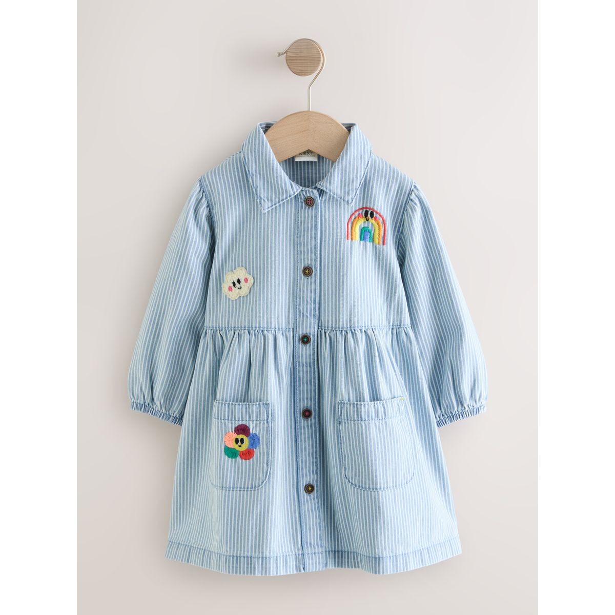 Robe en coton à manches longues rayures bleues, NEXT