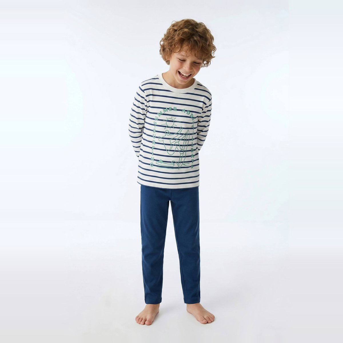 Pyjama manches longues imprimé en coton bio GOTS minuit, MONOPRIX