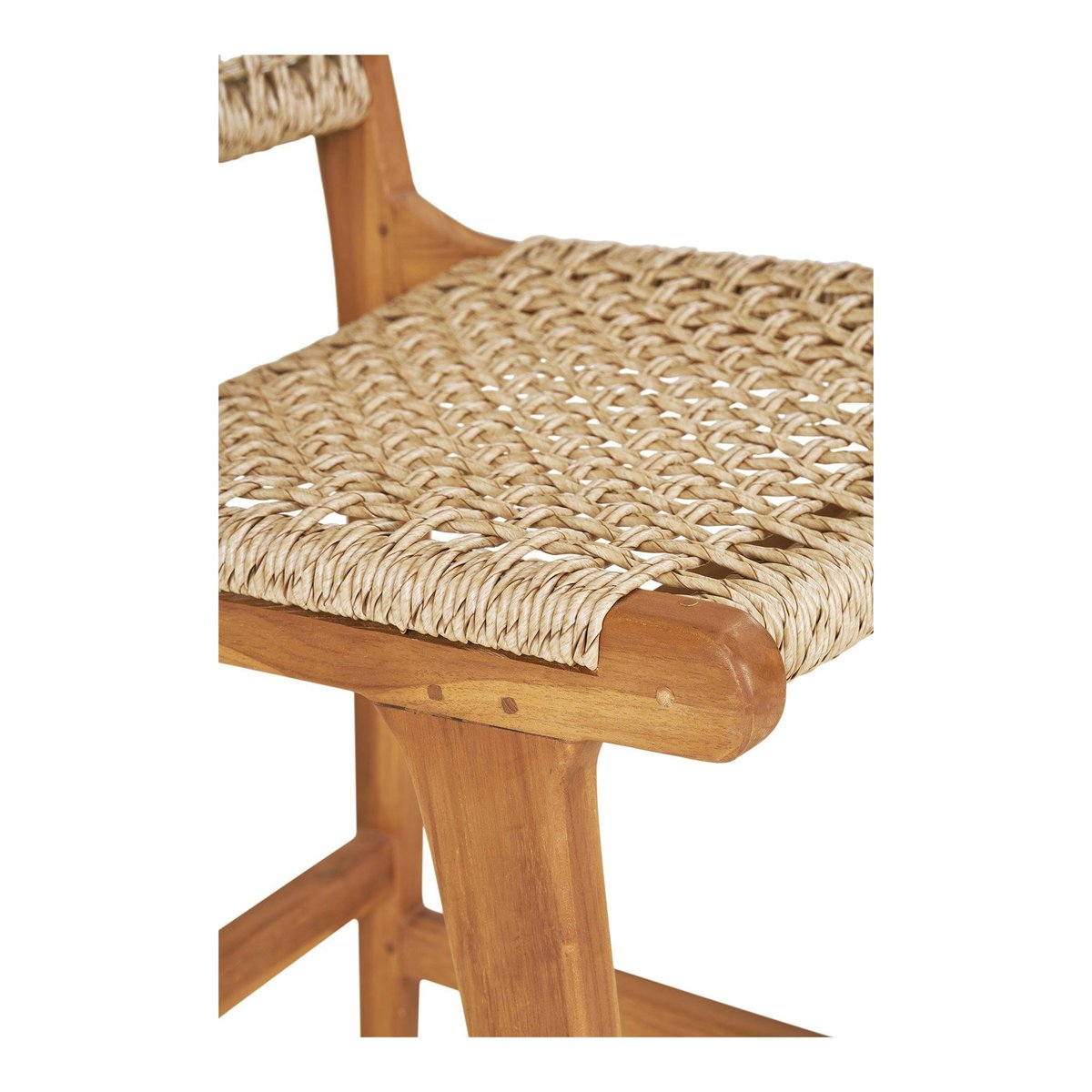 Chaise de bar jardin en teck et résine tressée MENDOZA bois naturel, PIER IMPORT