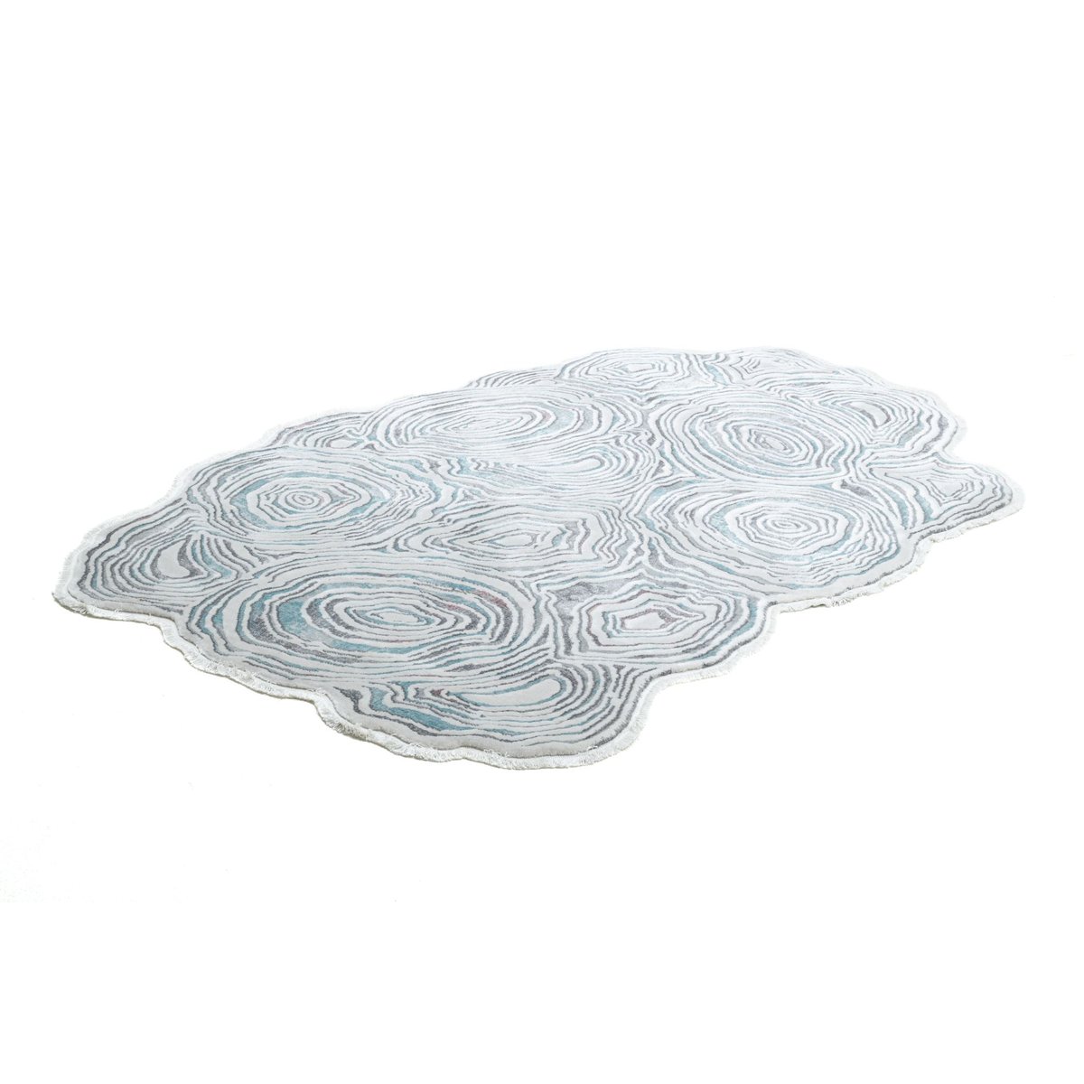 Tapis tissé à la machine en polyester blanc multi, THEKO