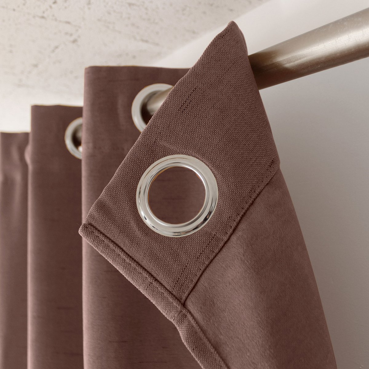 Rideau occultant uni et fileté marron glacé, HOME MAISON