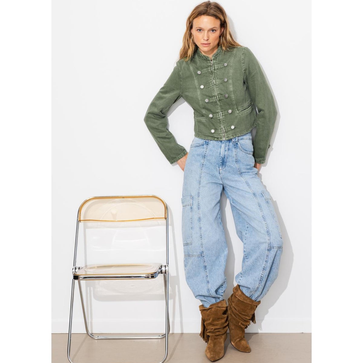 Veste officier brandebourg kaki, PROMOD