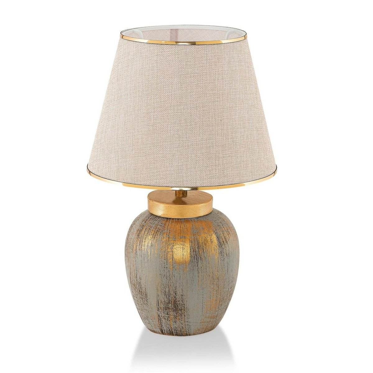 Lampe de salon moderne chic dorée, abat-jour écru KARS doré, PIER IMPORT
