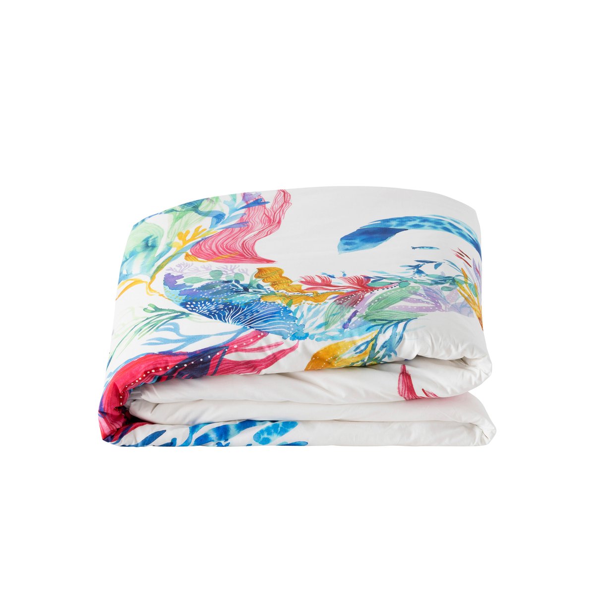 Housse de couette réversible coton DEMILUNE imprimé, CARRE BLANC