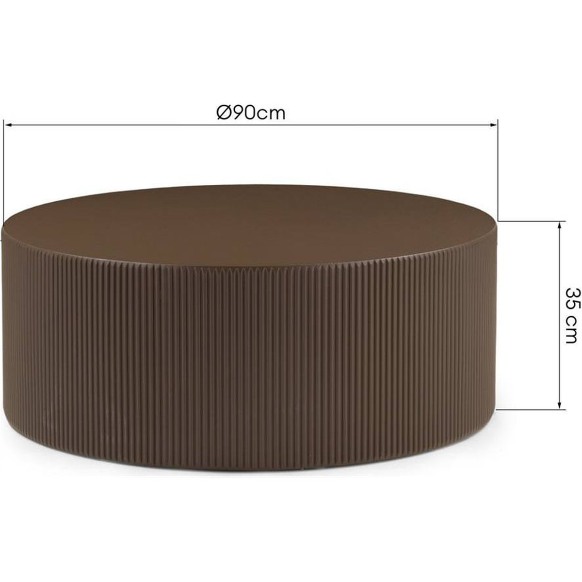 Table basse ronde rainurée bois RYU moka, RECOLLECTION