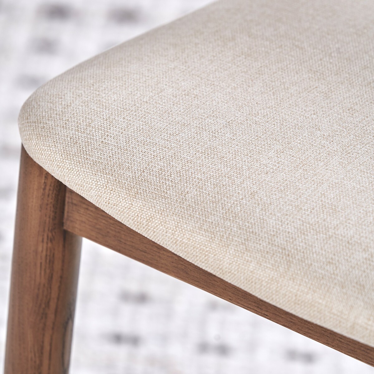 Elion Mid-Century Linen & Ash Wood Curved Back Dining Chair dark wood, ÉDITÉ