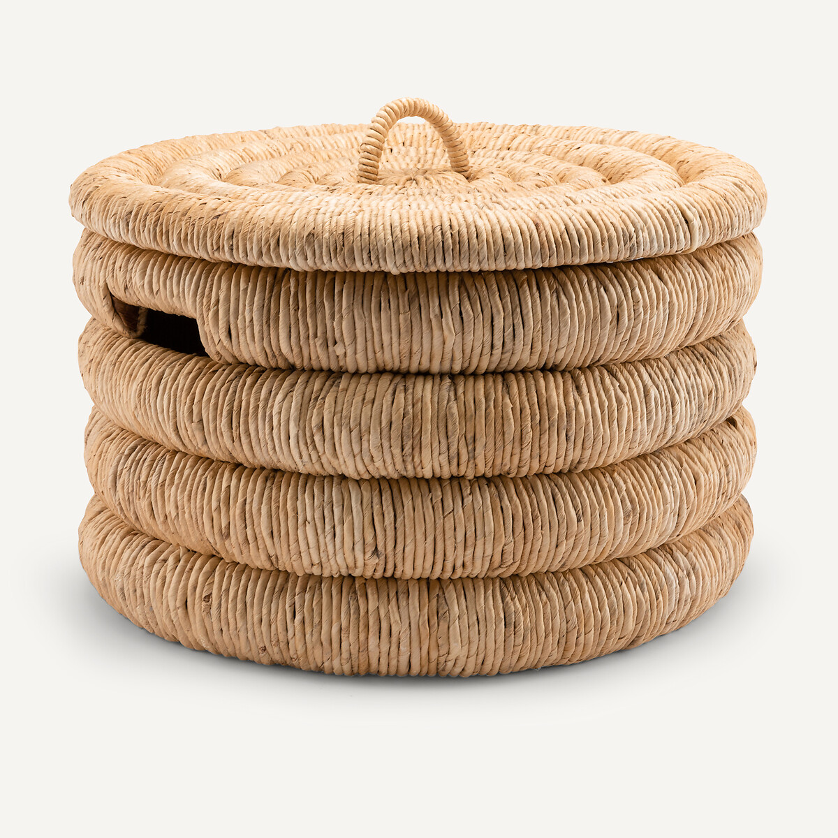 Panier rond avec couvercle bananier tressé, Marilo naturel, AM.PM