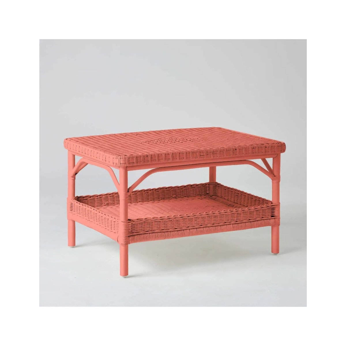 Table basse rectangulaire en rotin PRIMAVERA laqué bleu azur rose, KOK