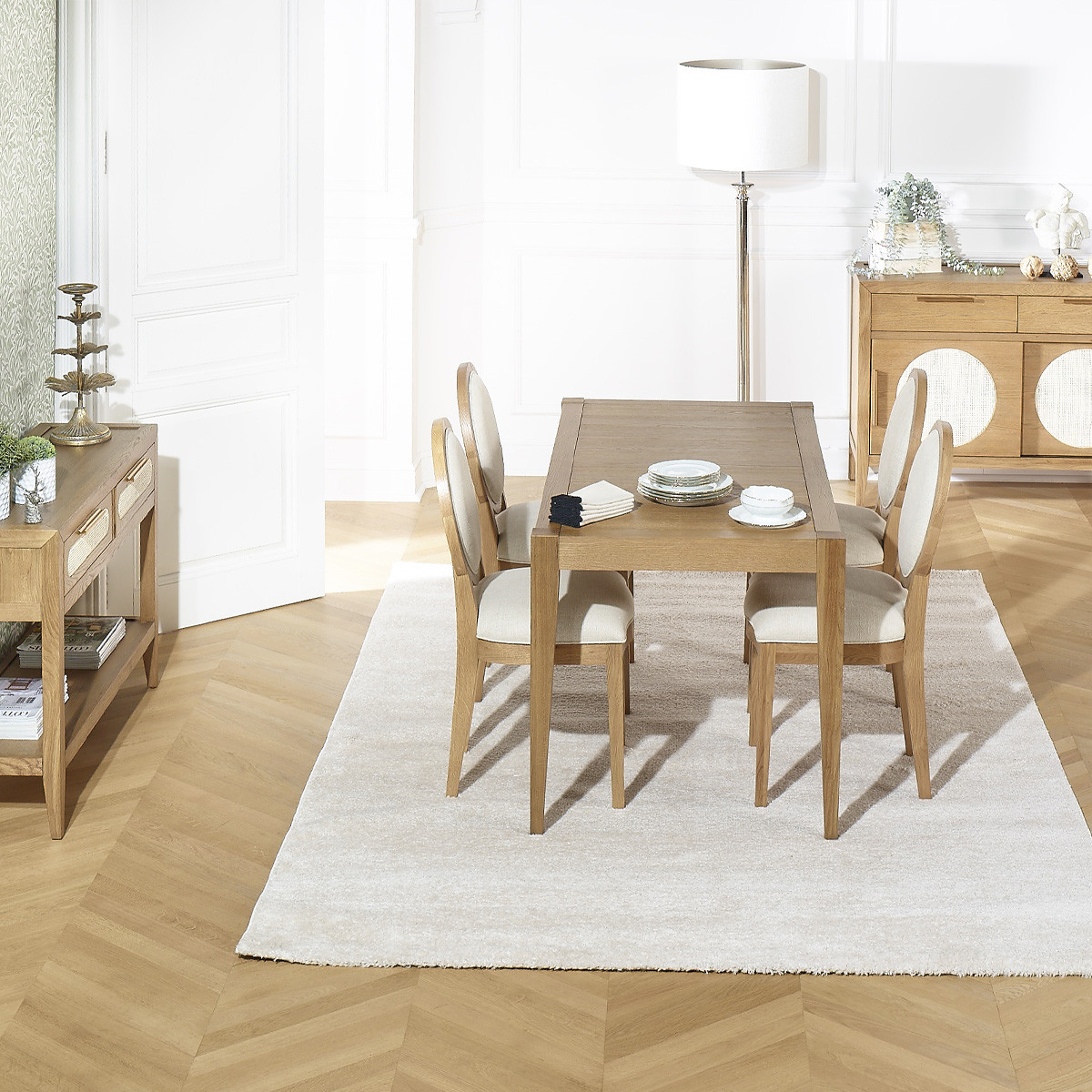 Table à manger 6 couverts en chêne, 150 x 78 cm MONTANA beige, ROBIN DES BOIS