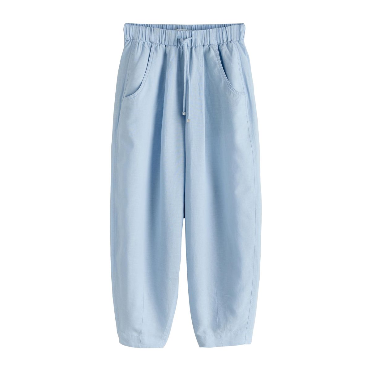Pantalon barrel en lin et coton bleu clair, NEXT