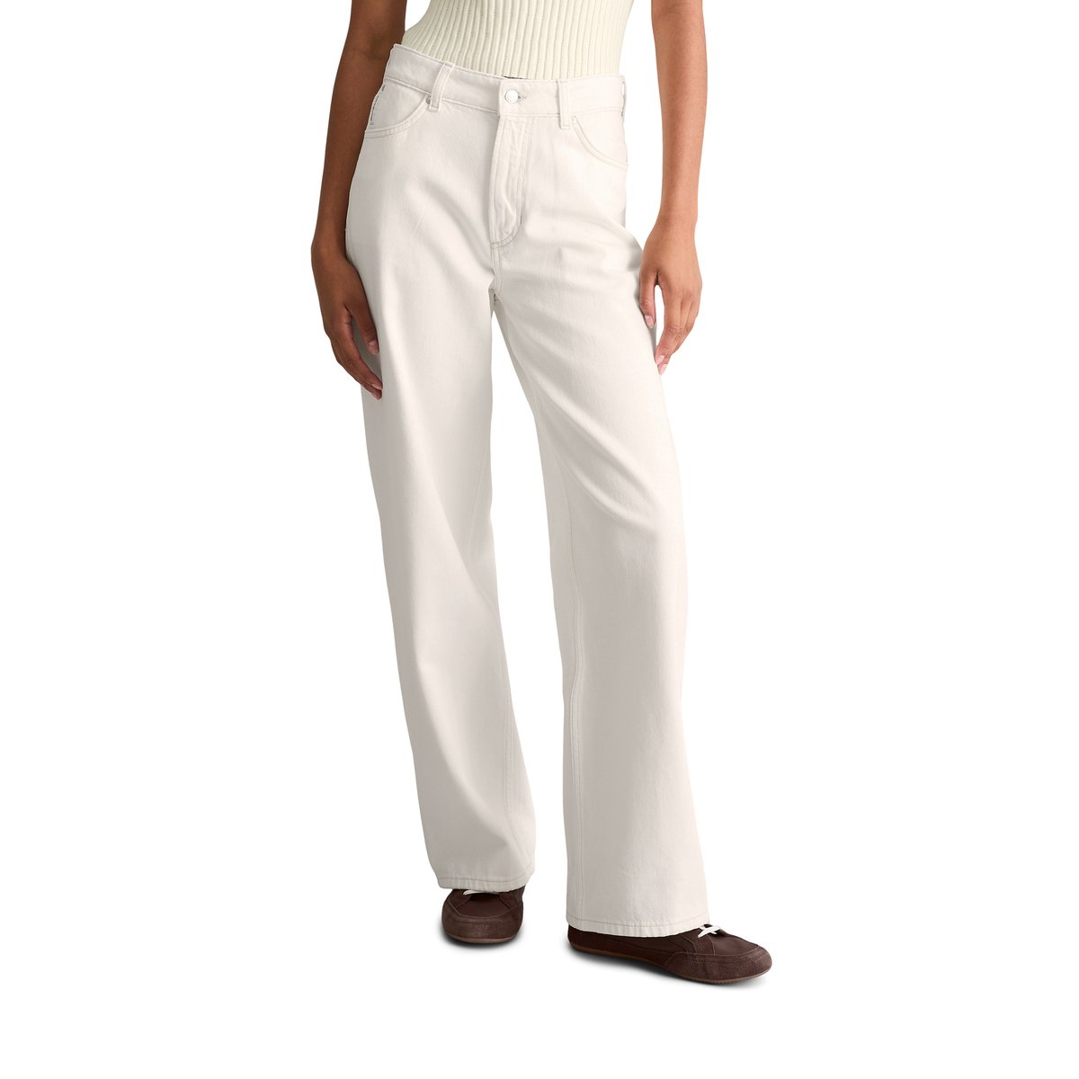 Jeans modèle Tomma large en denim rigide blanc, MARC O’POLO DENIM