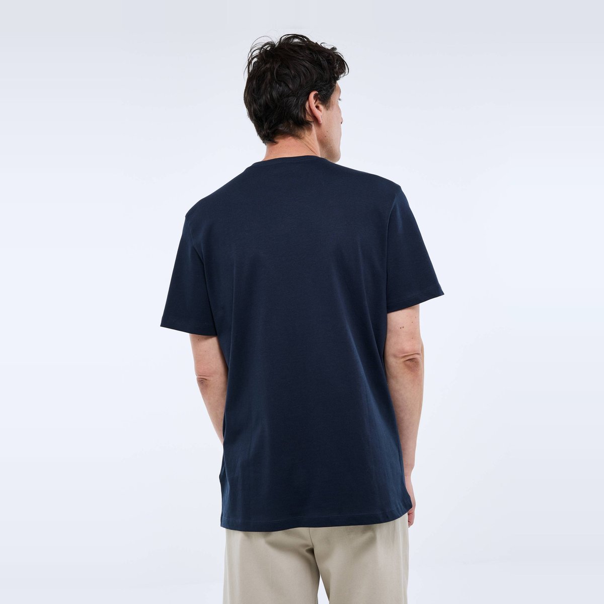 T-shirt manches courtes col v en coton BIO GOTS marine, MONOPRIX