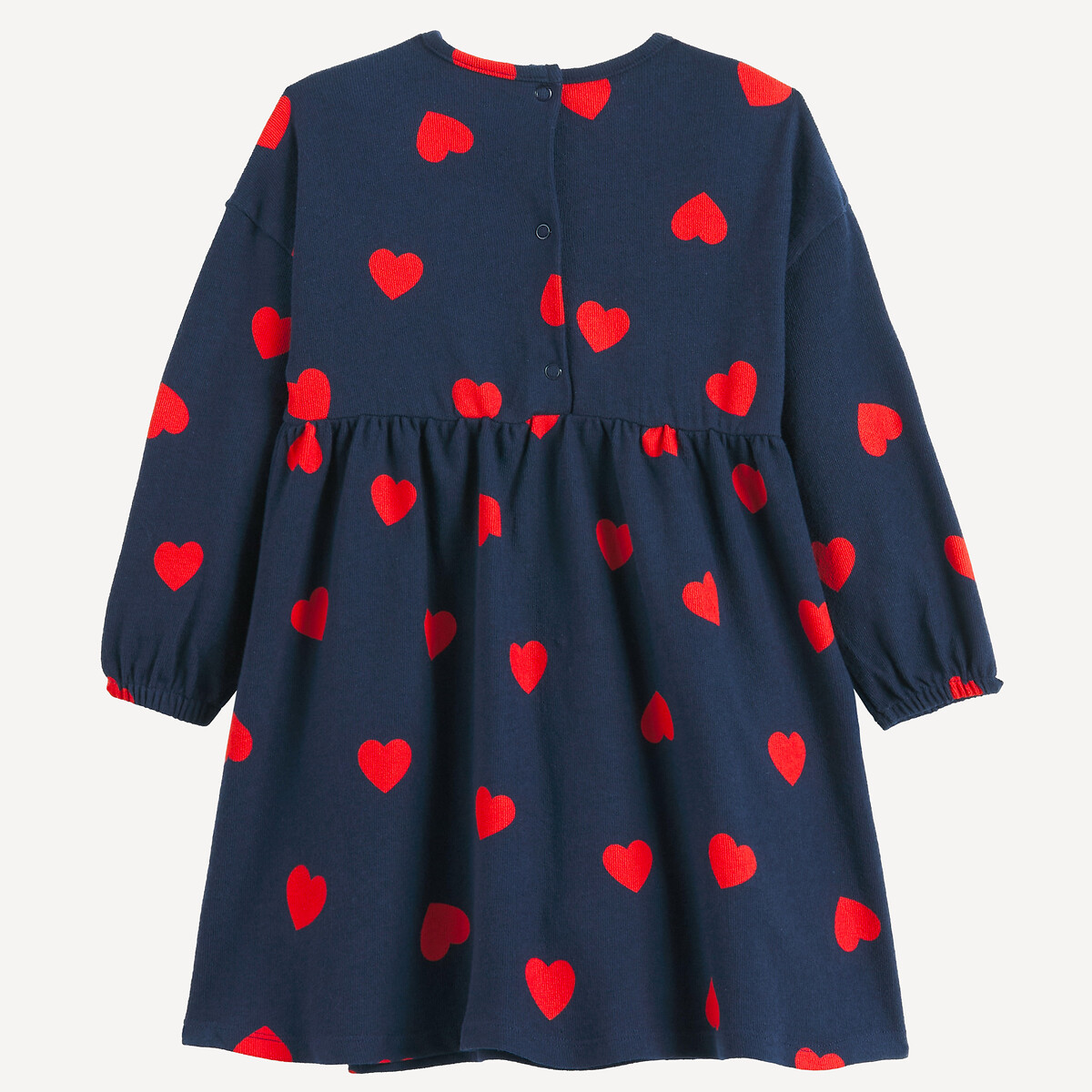 Robe manches longues, imprimé coeurs bleu marine, LA REDOUTE COLLECTIONS