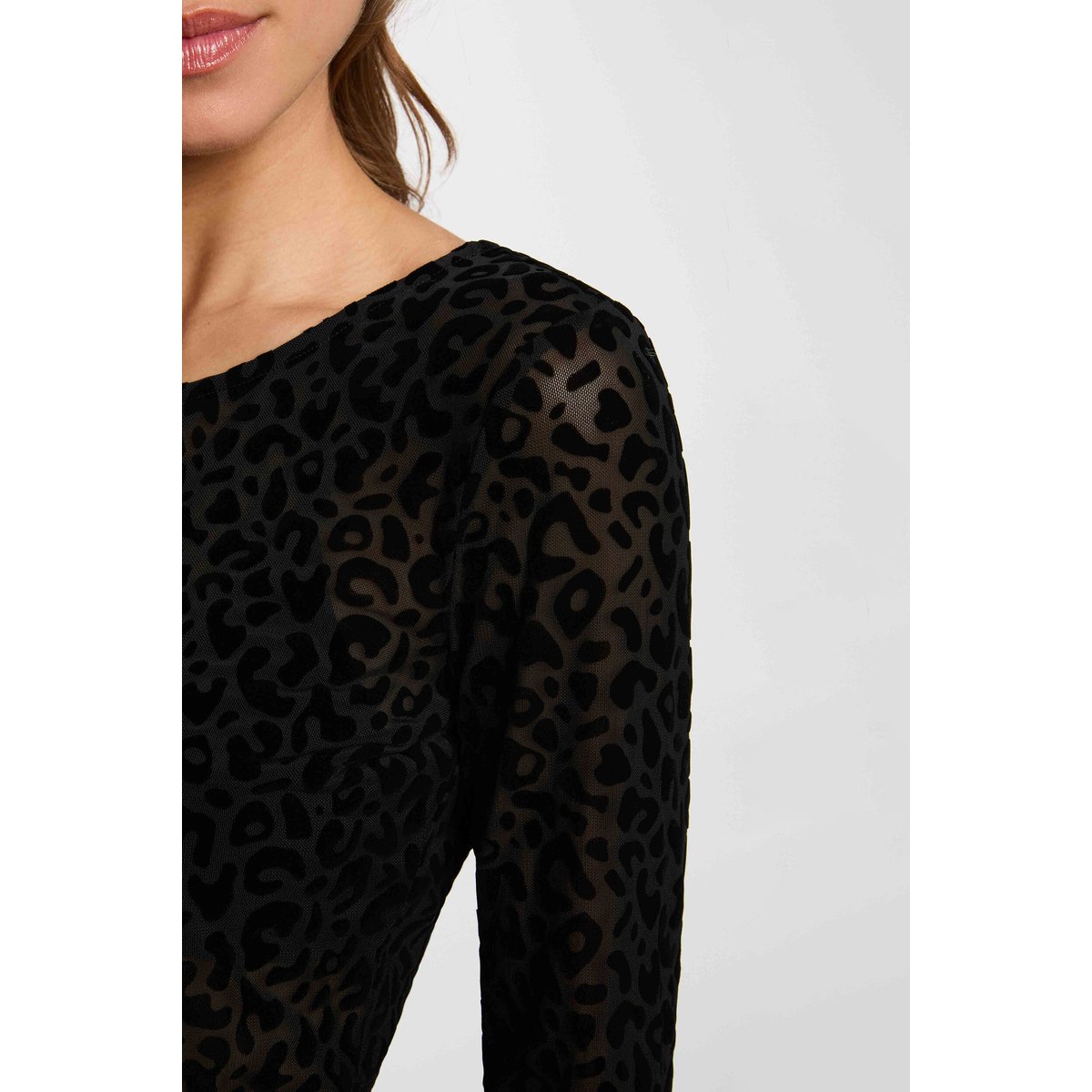 T-shirt cintré col rond noir, MORGAN