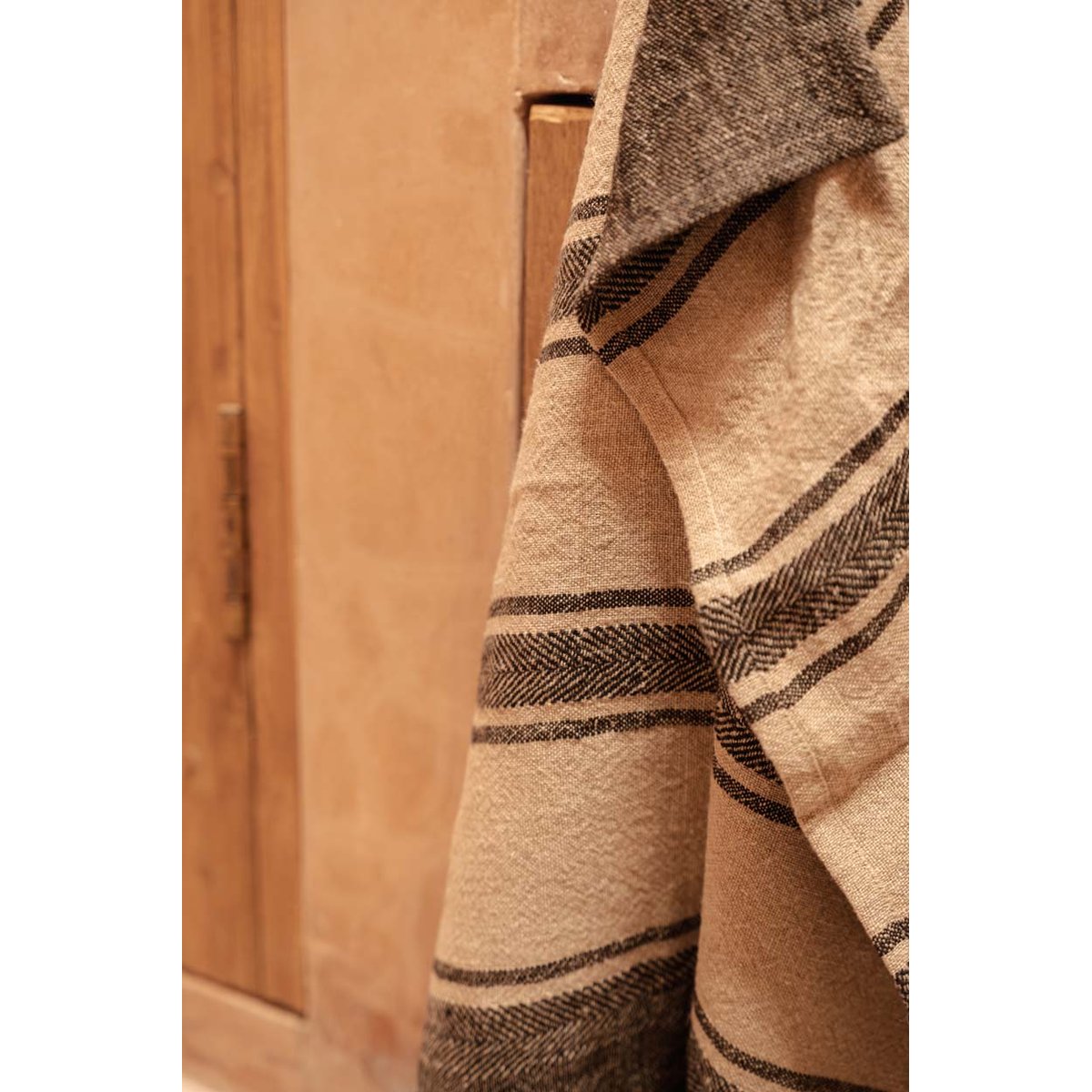 Torchon en lin LINEN SMUDGE noir beige, BAZAR BIZAR