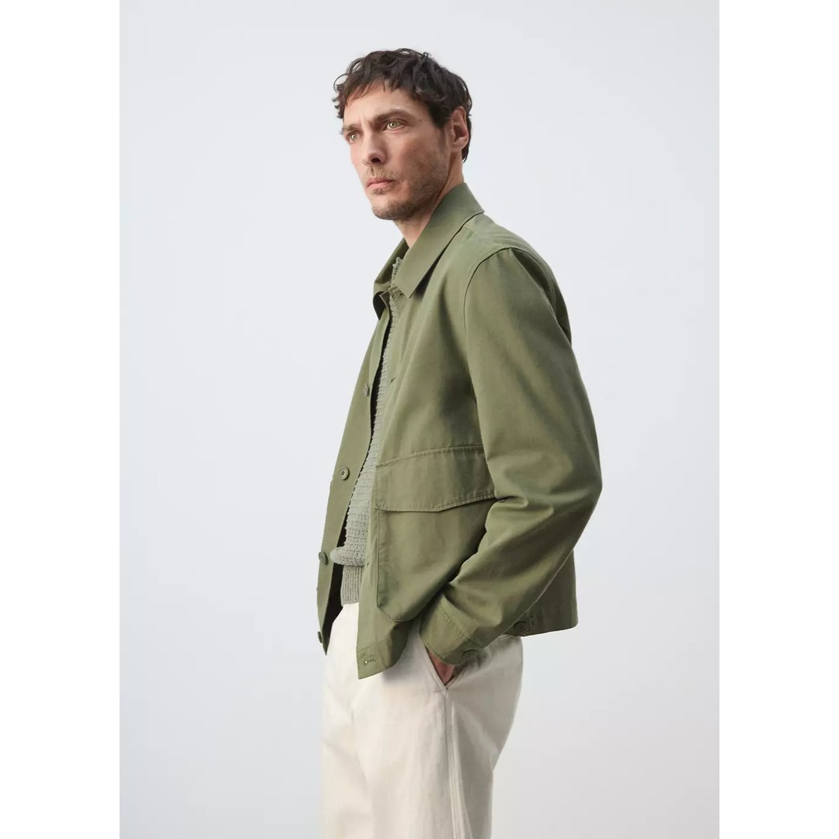 Veste légère coton lyocell kaki, MANGO MAN