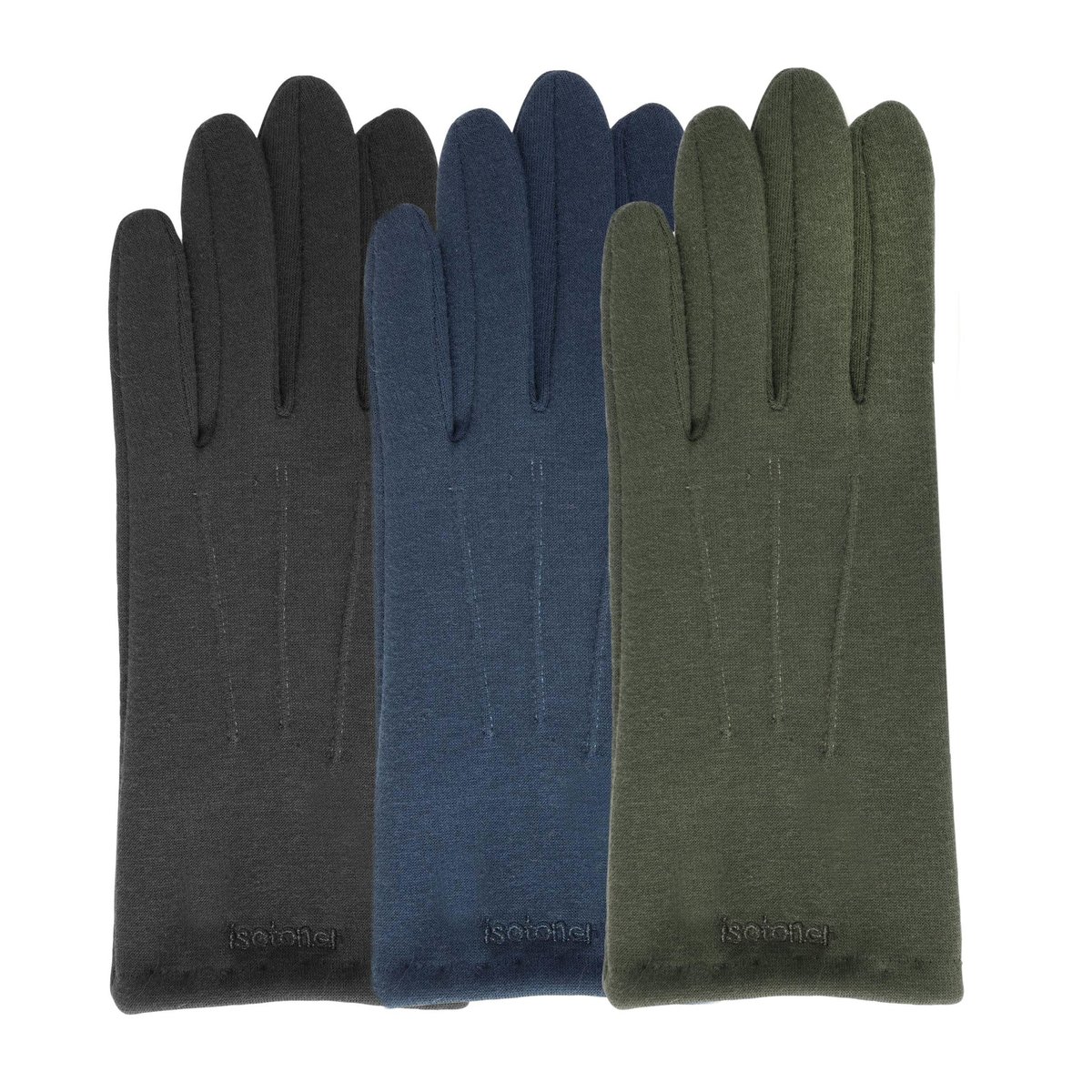 Gants tactiles en tissu doux et chaud, non doublés bleu, ISOTONER