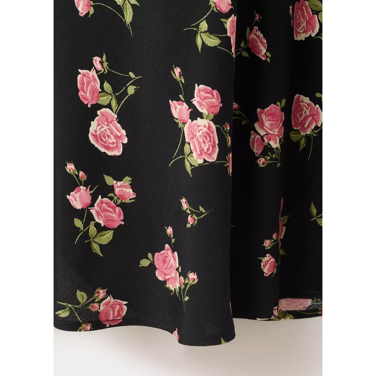 Robe à fleurs détail dentelle noir, MANGO