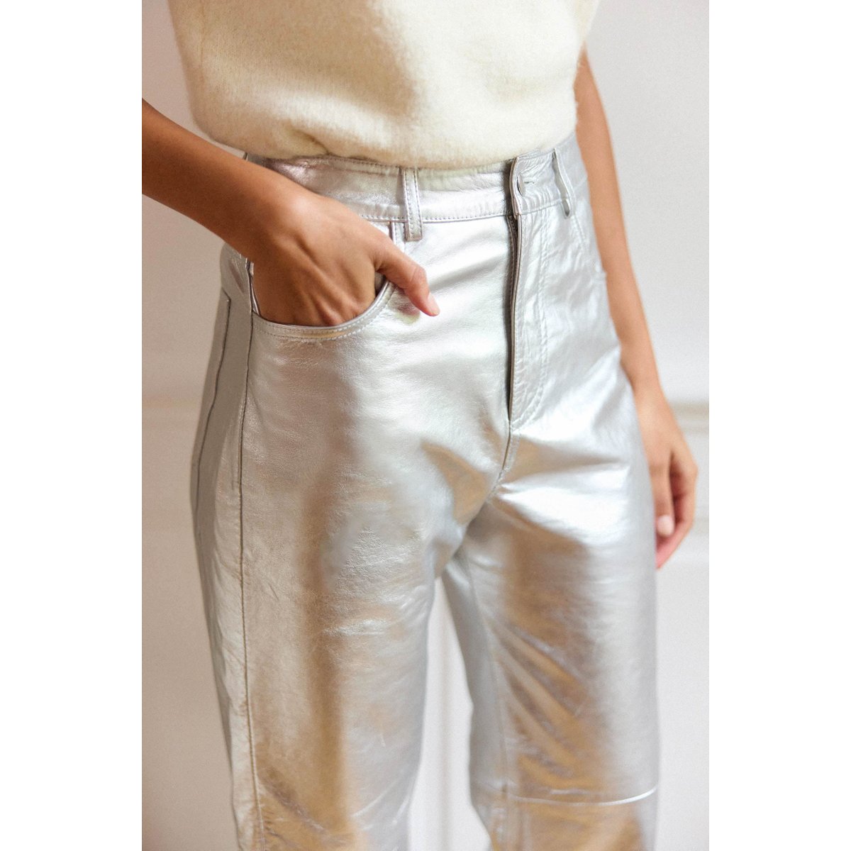 Pantalon droit uni ZEPHYR 69-argent, LA PETITE ETOILE