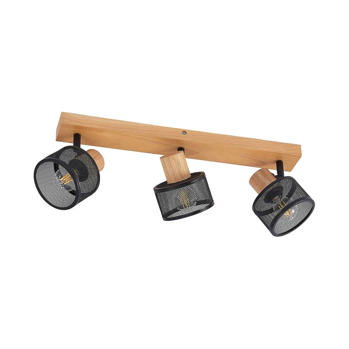 Spot en bois moderne, Evinora noir, bois clair, LINDBY
