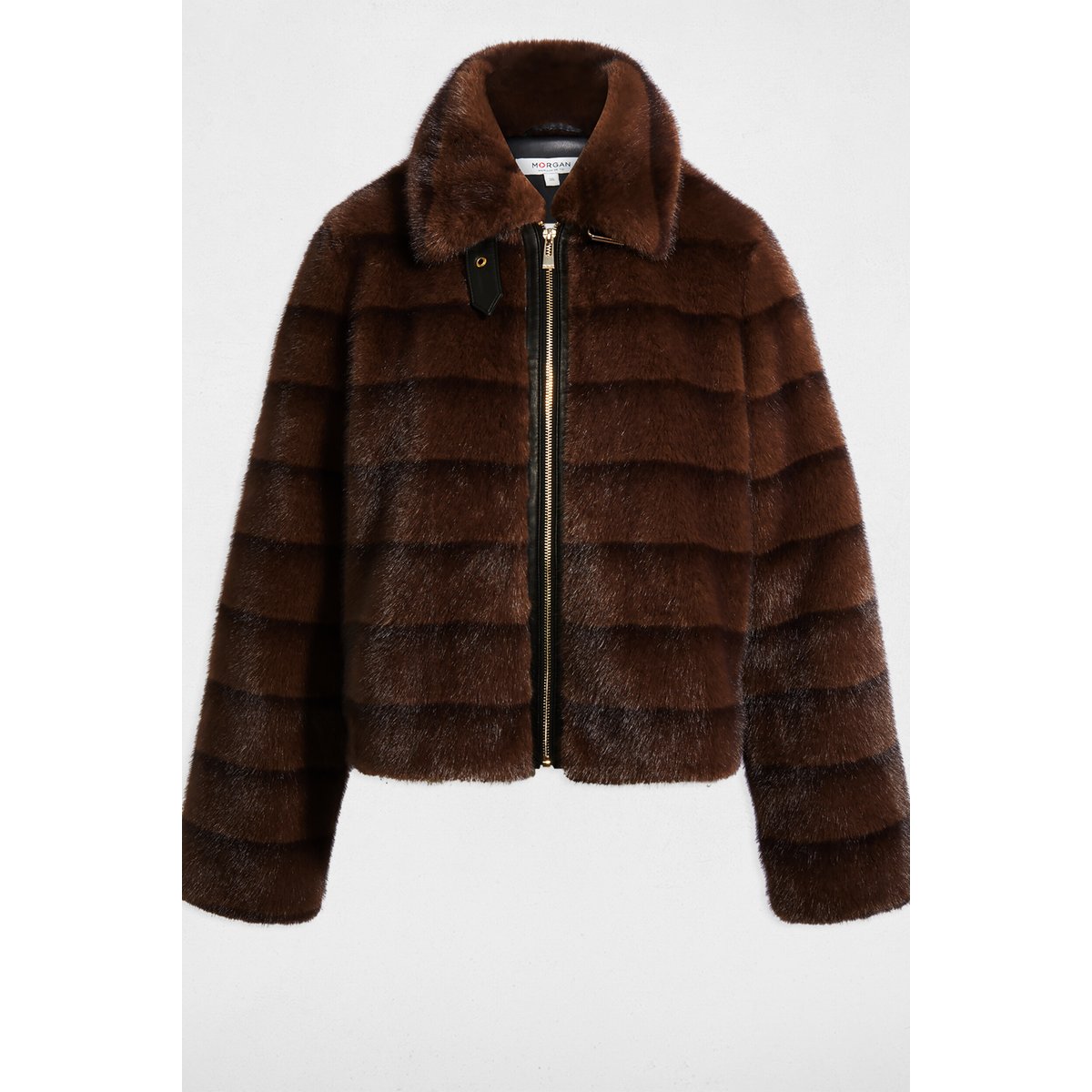 Manteau court marron, MORGAN