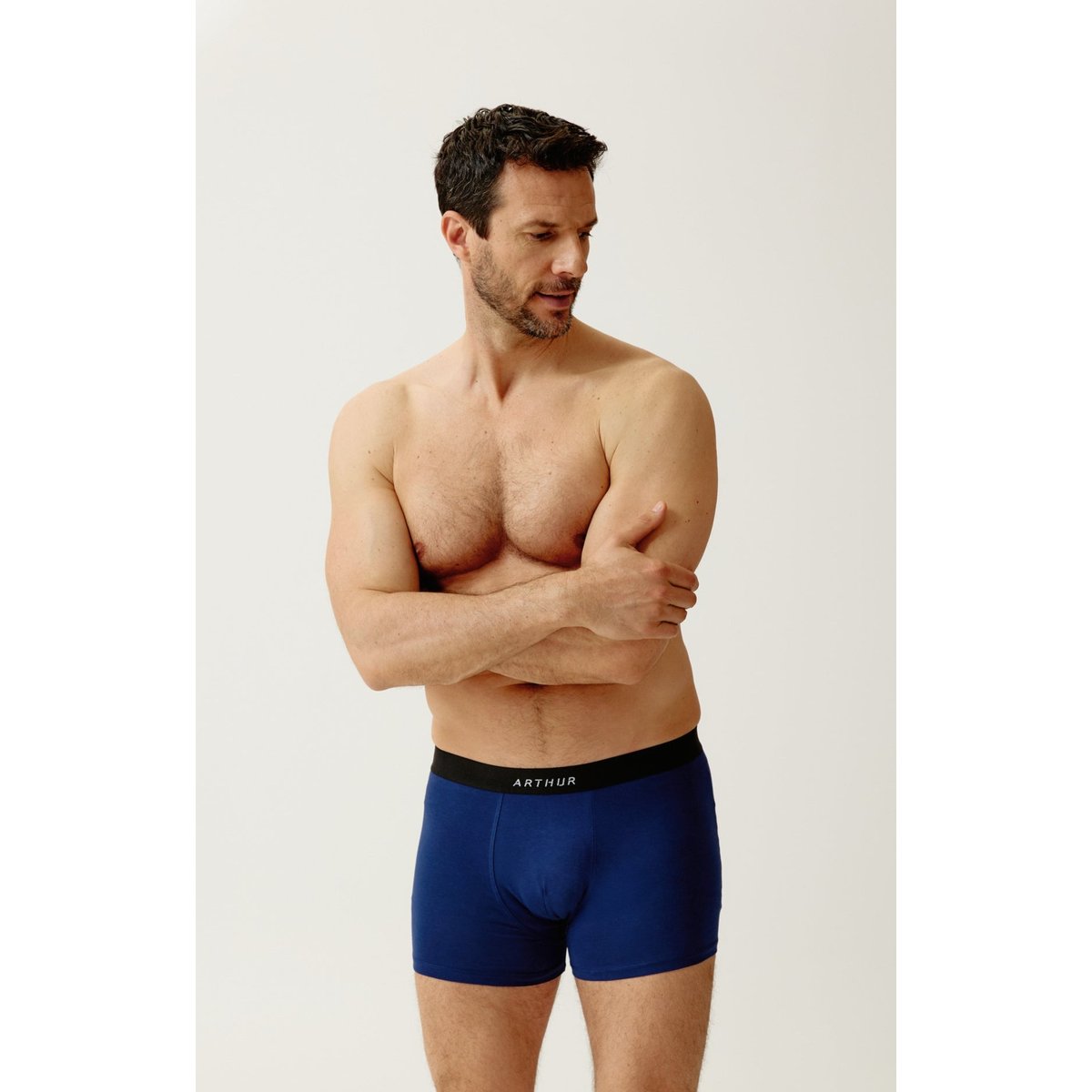 Boxer en coton, uni marine, ARTHUR