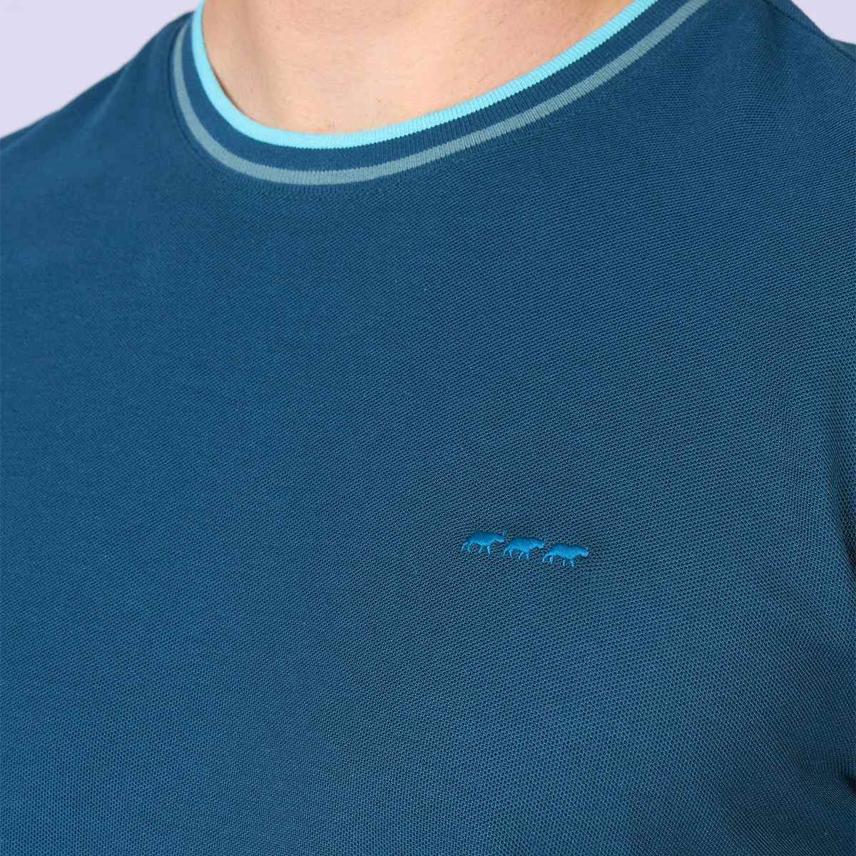 T-shirt maille piquée Henri bleu petrole, MISE AU GREEN