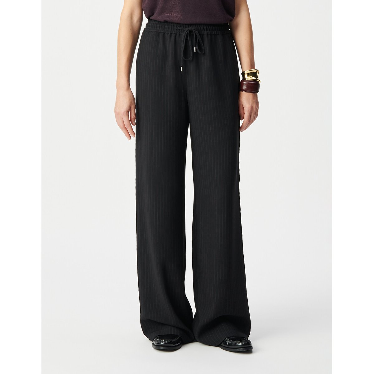 Pantalon de tailleur rayures tennis noir, IKKS