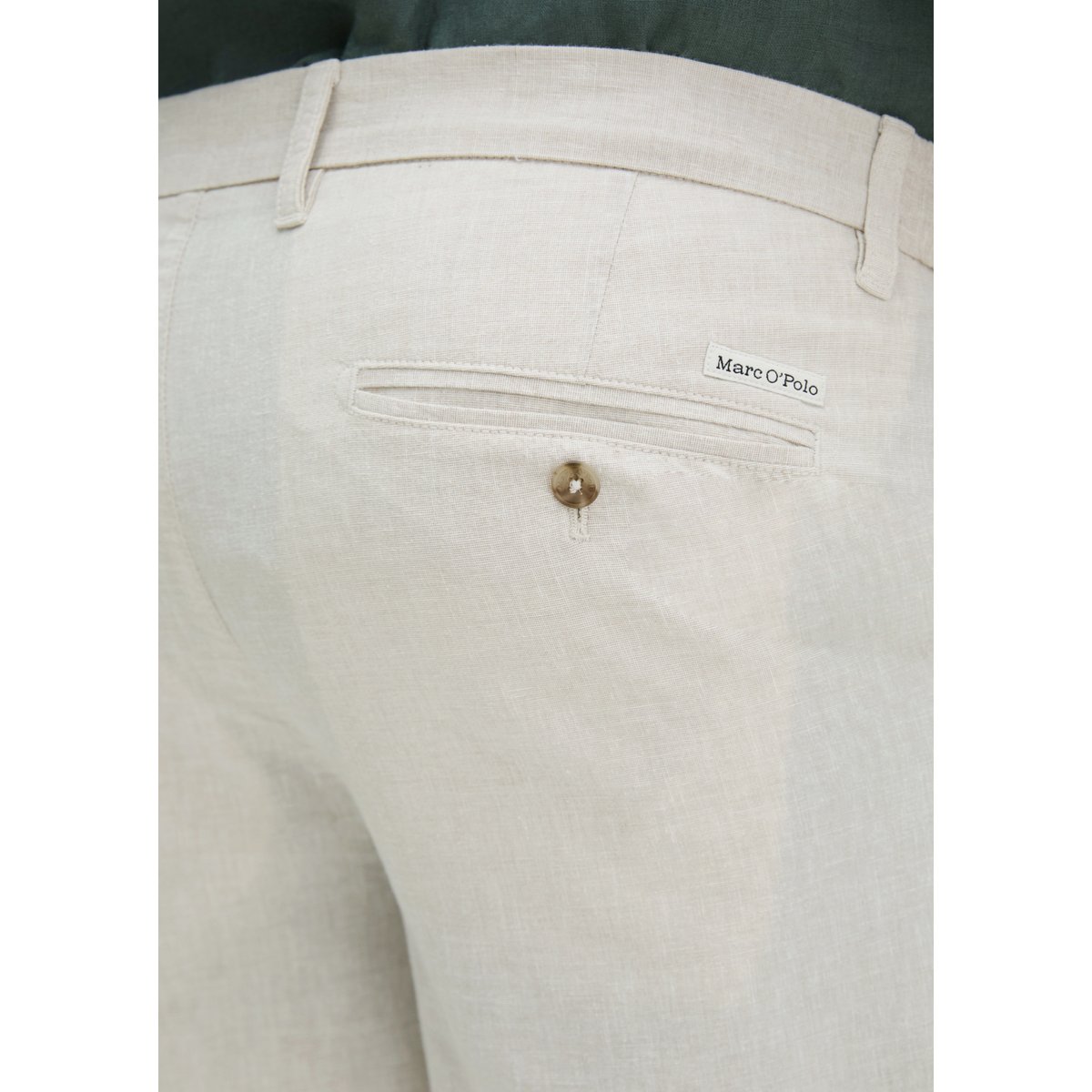 Short modèle Reso Jogger regular en mélange de coton et de lin bio beige, MARC O'POLO