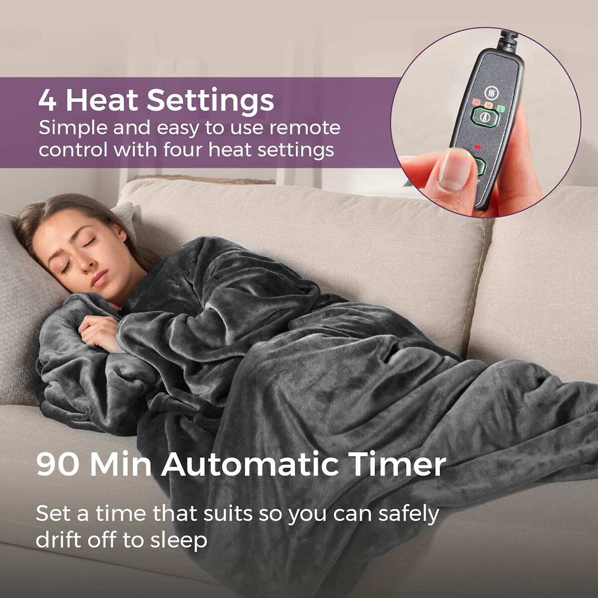 Heated Wearable Blanket - Grey grey, CARMEN